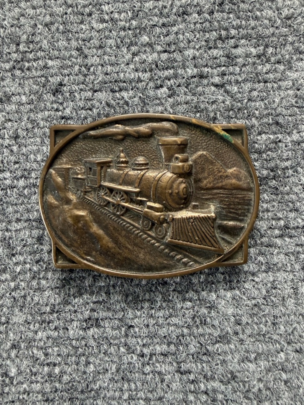 Vintage Train Motif Brass Belt Buckle by BTS